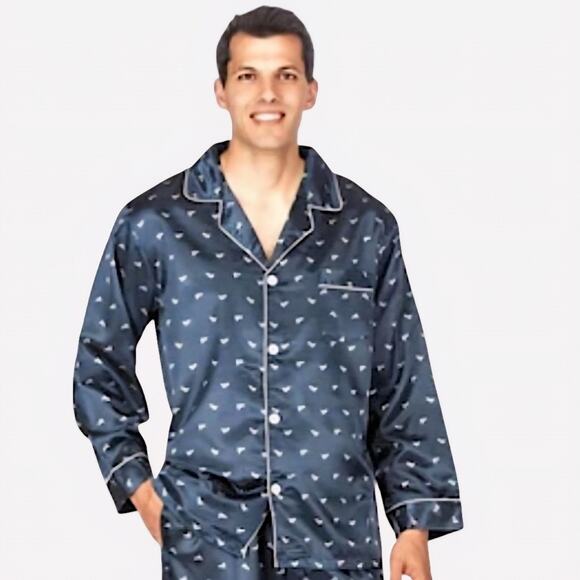 NWT Noble Mount Men’s Navy Pajama Set w/ Gift Box – Size Large - Picture 2 of 5
